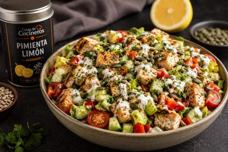 Ensalada de Pollo con Pimienta Limon - CosasDeCocineros
