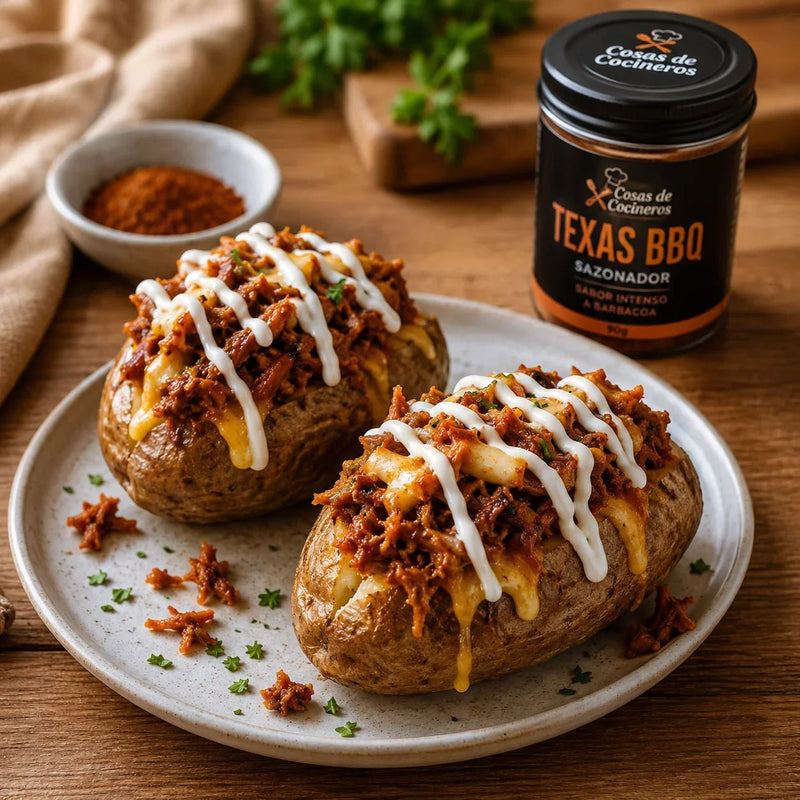 Patatas asadas rellenas de pollo BBQ - CosasDeCocineros