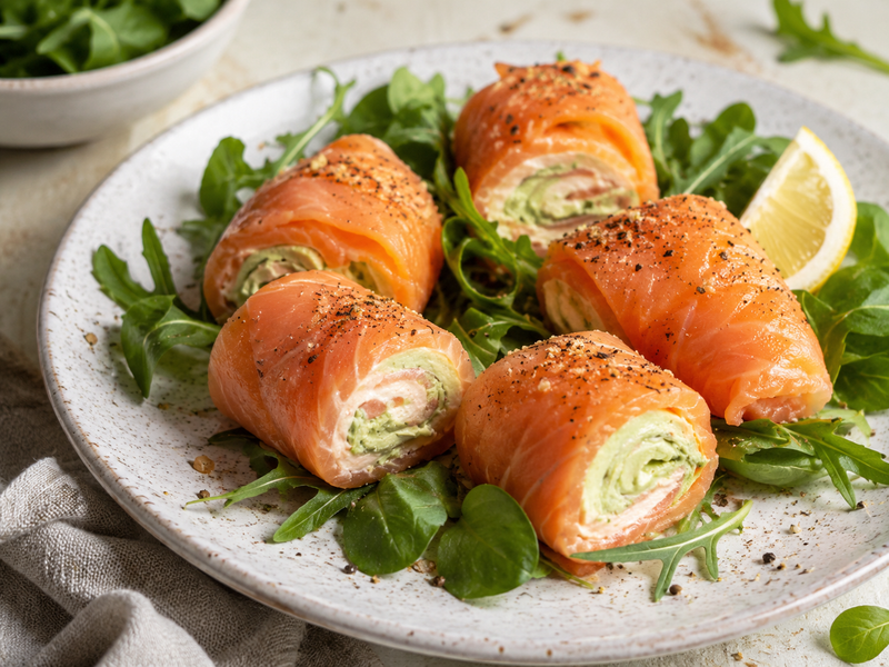 Rollitos de salmón con queso fresco, aguacate y Lemon Pepper - CosasDeCocineros