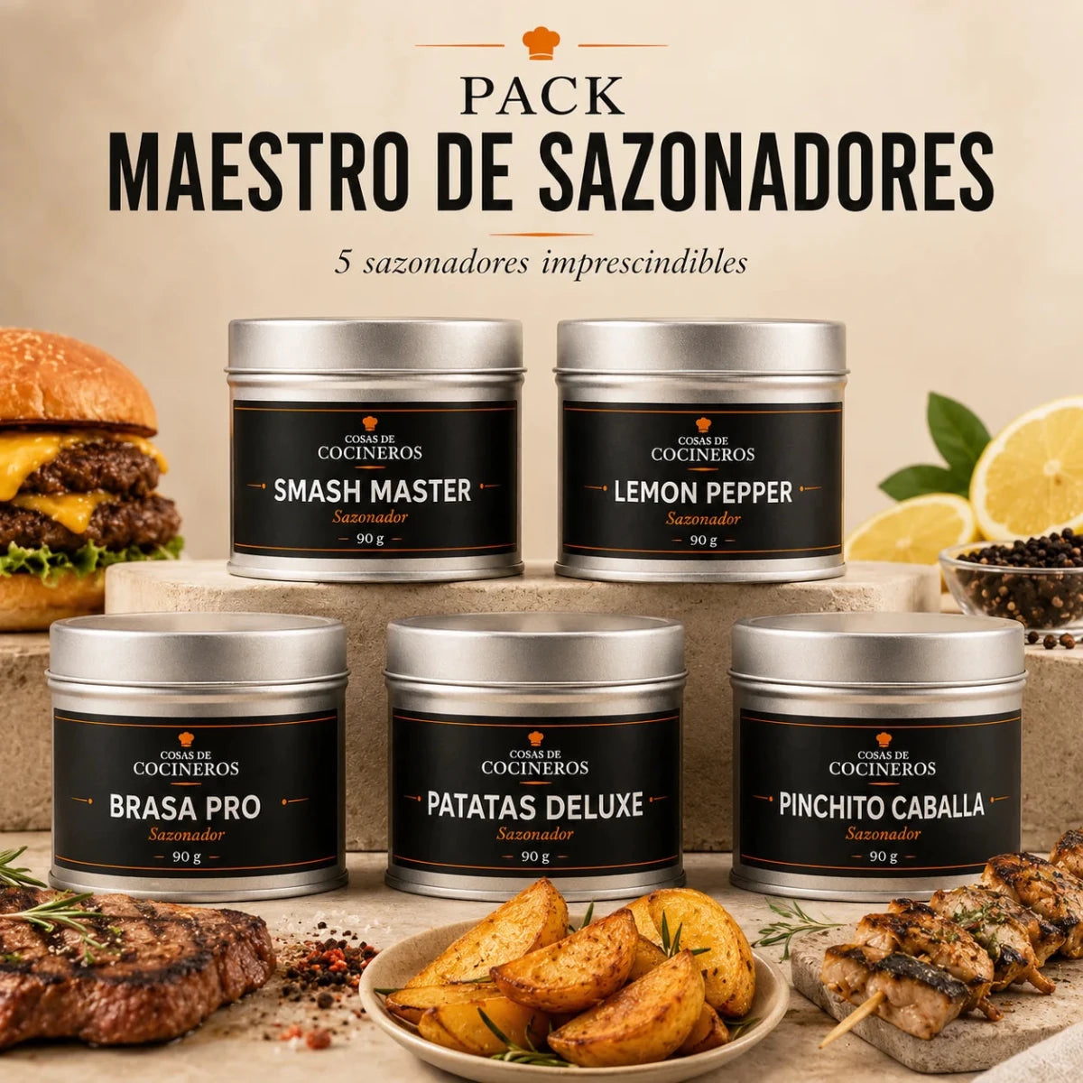 Pack Maestro de Sazonadores – Los 5 Sabores Imprescindibles para tu Cocina - CosasDeCocineros