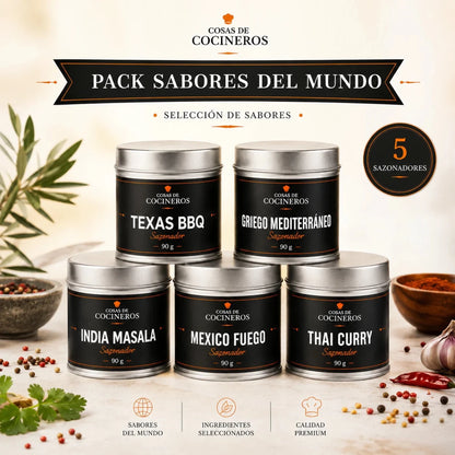 Pack Sabores del Mundo – 5 Sazonadores Internacionales - CosasDeCocineros