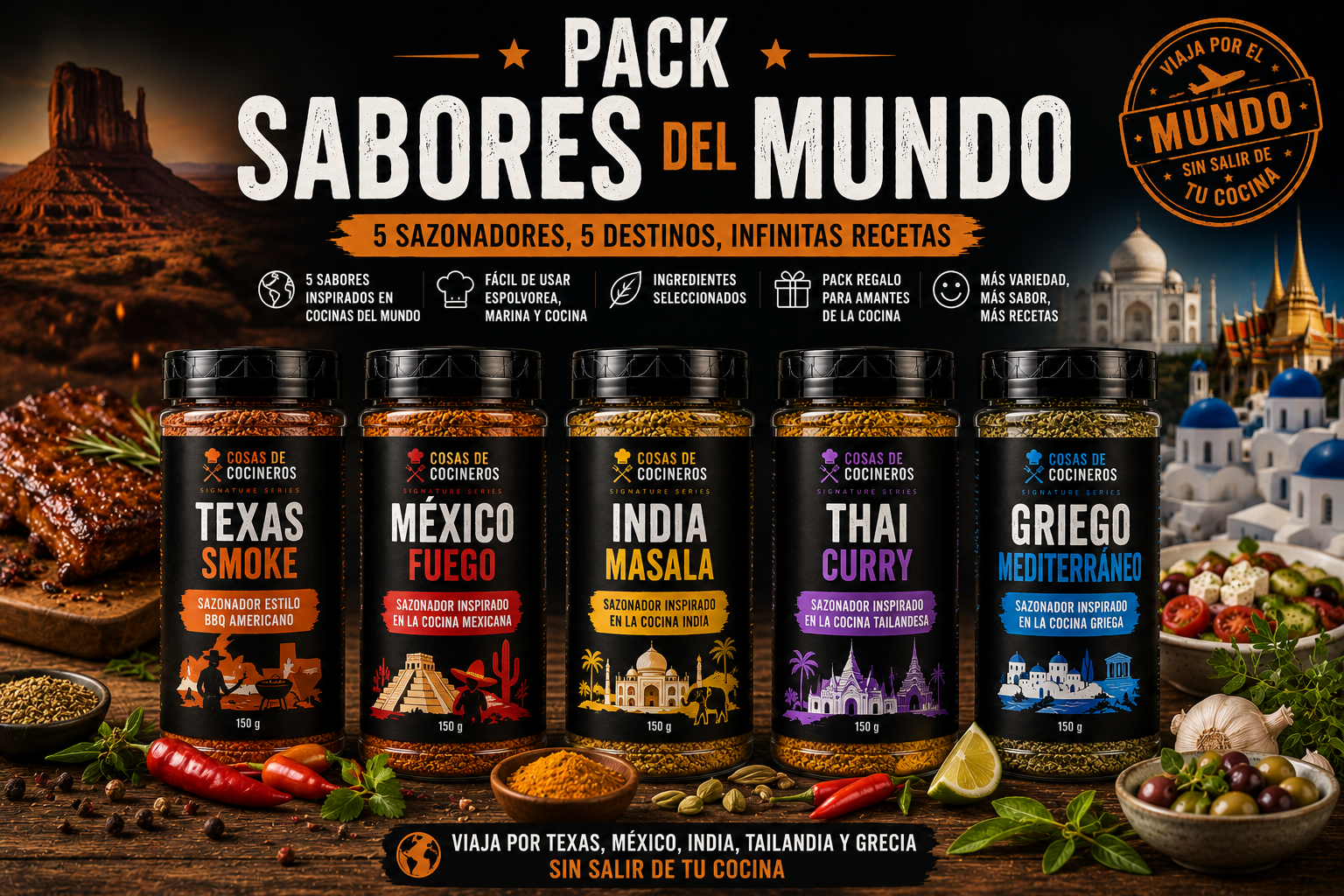 pack esencial sazonadores especias del mundo
